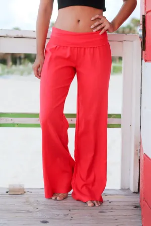 Dark Coral Linen Pants