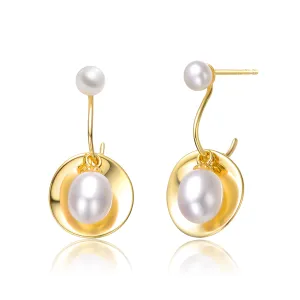 Delphine Circle Golden Double Pearl Earrings