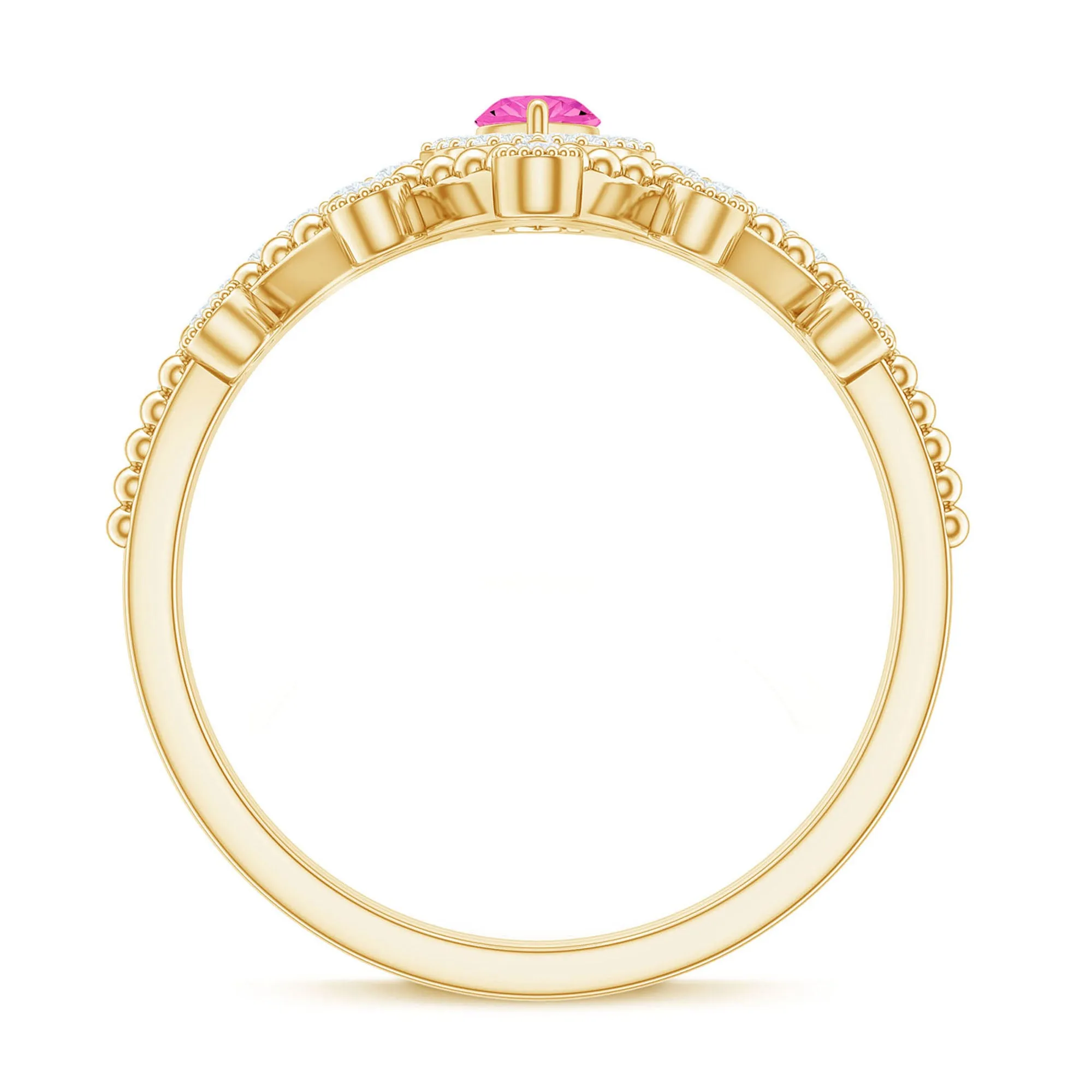 Designer Lab-Created Pink Sapphire Stackable Ring Set with Diamond