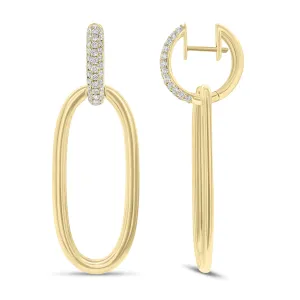 Diamond & Gold Oval Hoop Earrings