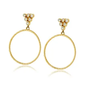 Diamond Dangle Roped Circle Dangle Earrings