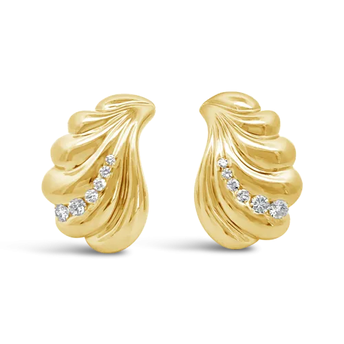 Diamond Fluted Estate Earrings