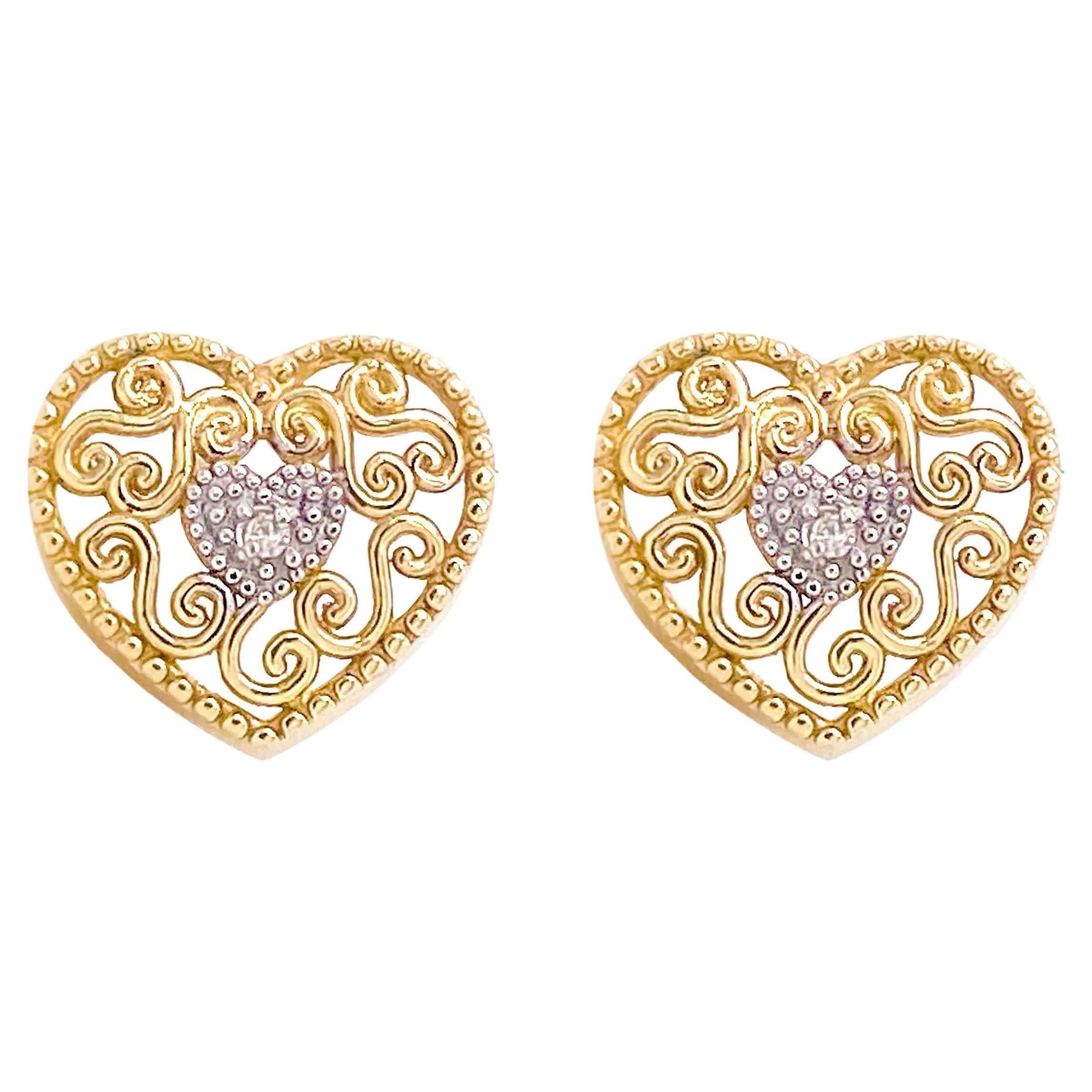 Diamond Heart Stud Earrings