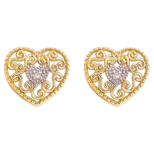 Diamond Heart Stud Earrings