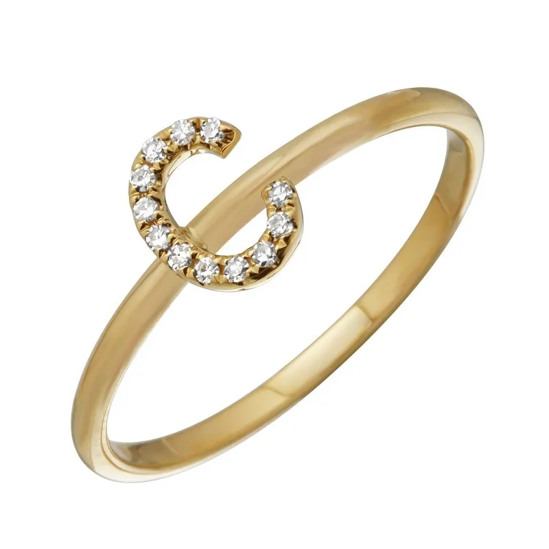 Diamond Initial Thin Band Ring