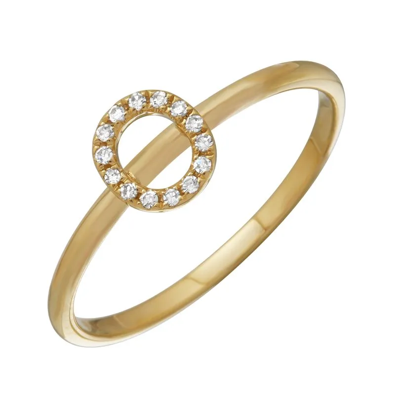 Diamond Initial Thin Band Ring