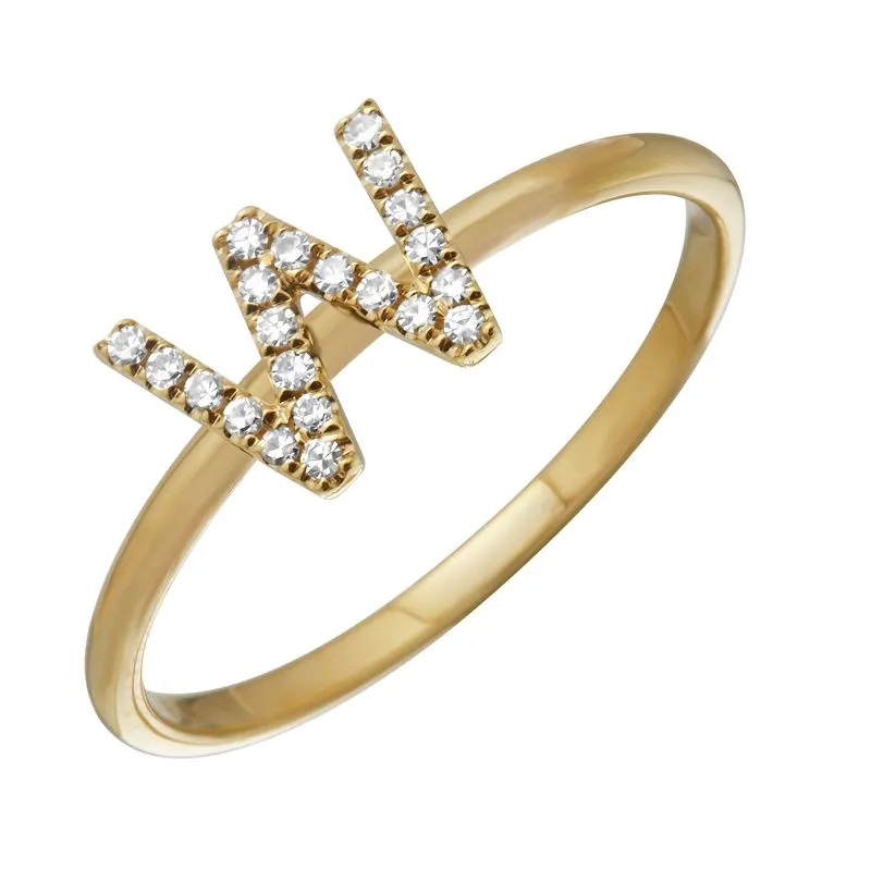 Diamond Initial Thin Band Ring