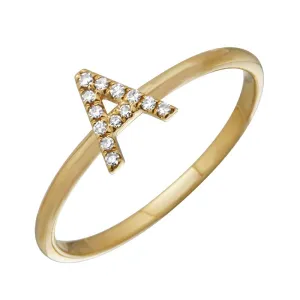 Diamond Initial Thin Band Ring