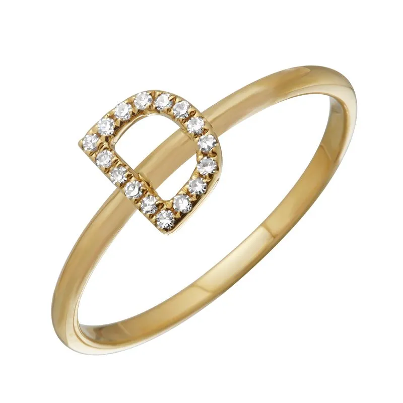 Diamond Initial Thin Band Ring