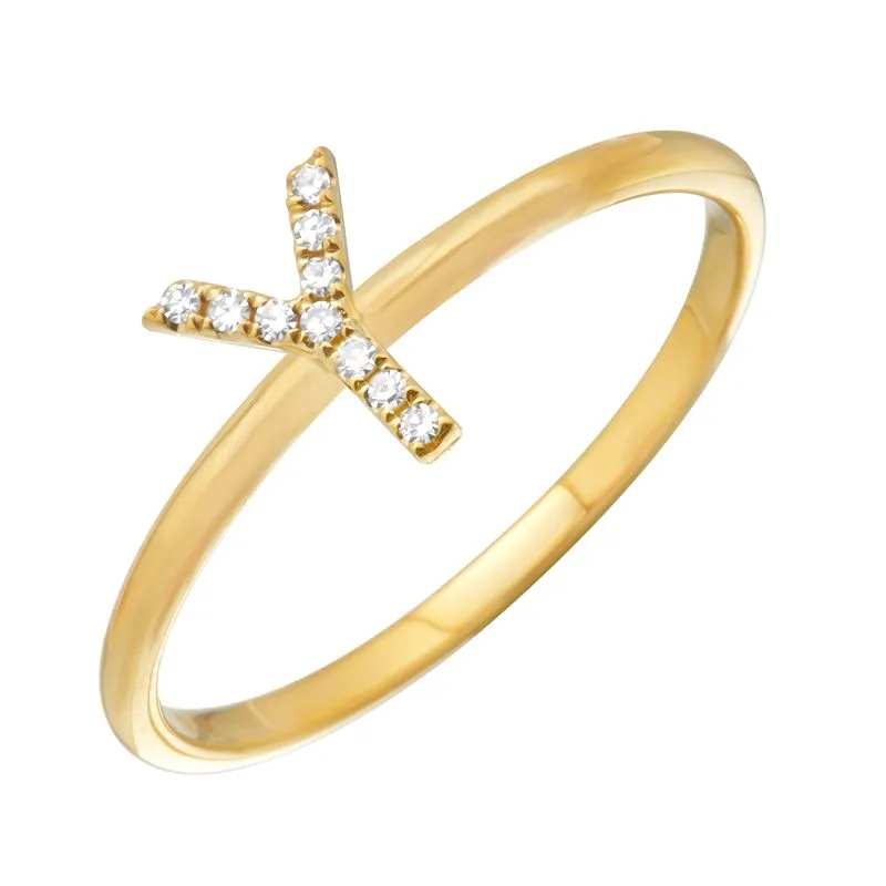 Diamond Initial Thin Band Ring