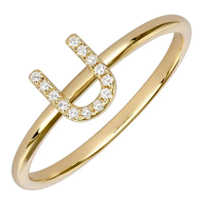 Diamond Initial Thin Band Ring