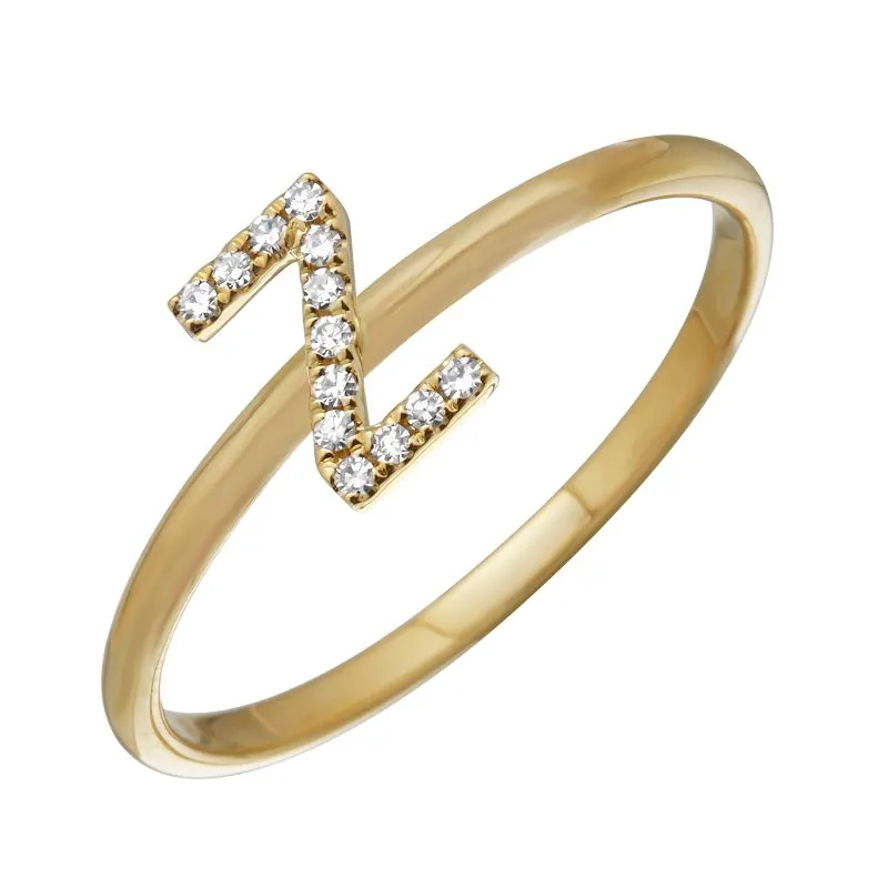 Diamond Initial Thin Band Ring