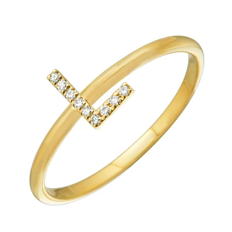 Diamond Initial Thin Band Ring