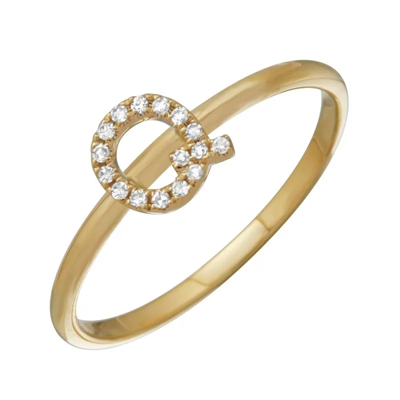 Diamond Initial Thin Band Ring