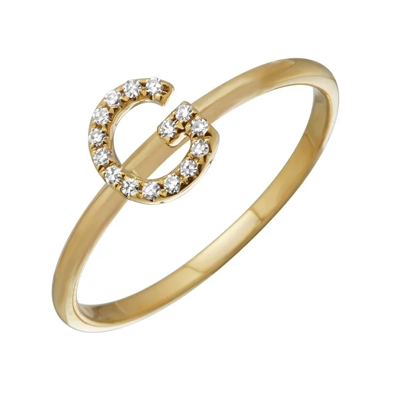 Diamond Initial Thin Band Ring