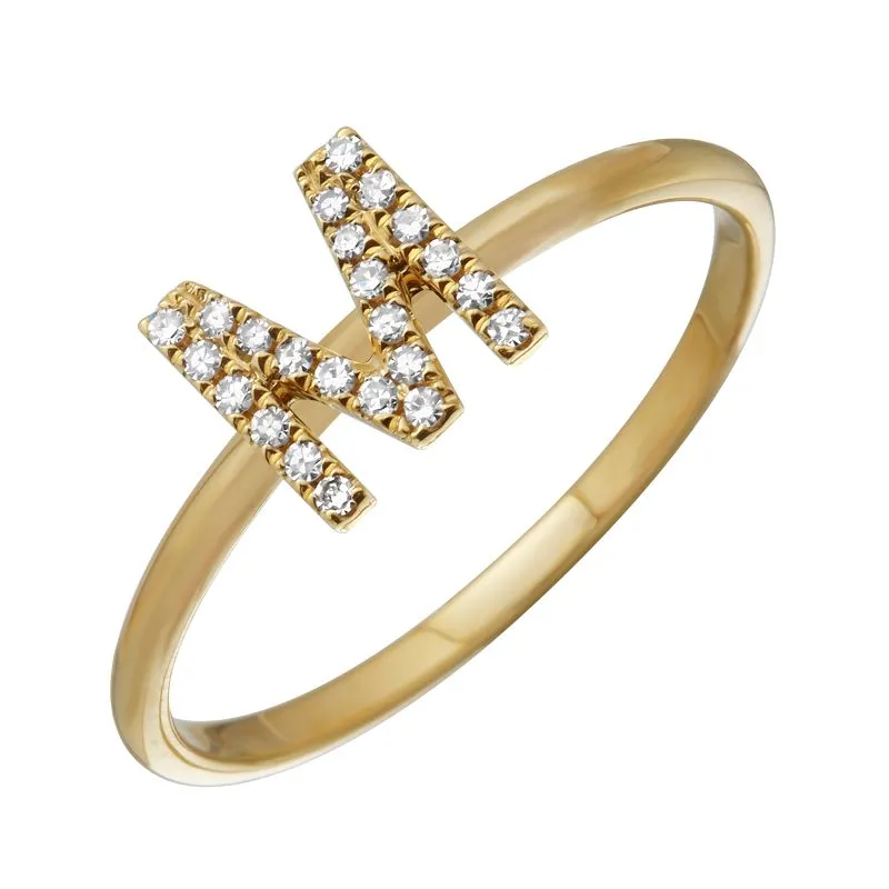 Diamond Initial Thin Band Ring