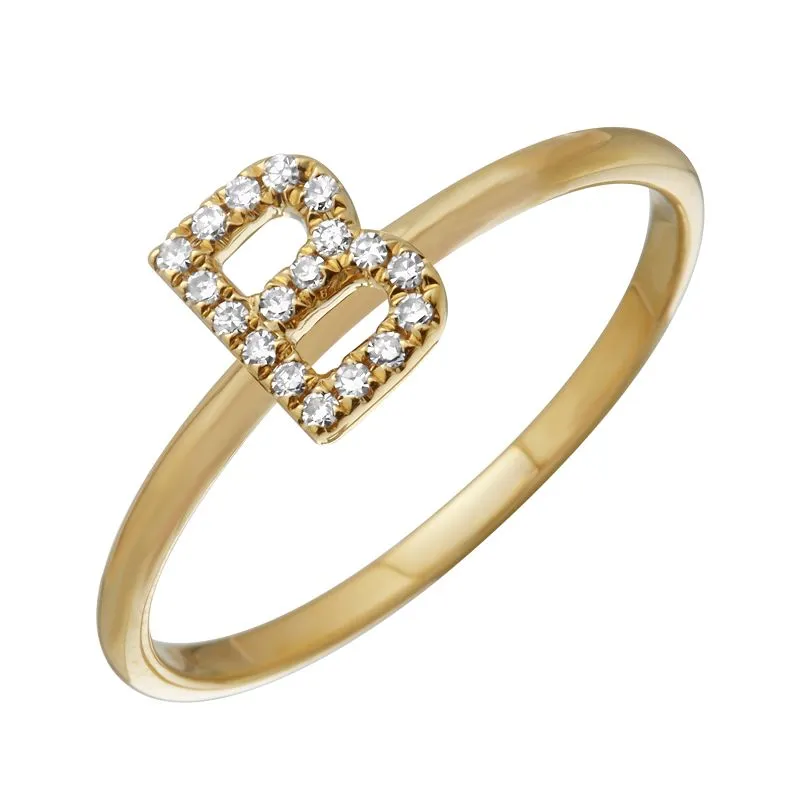 Diamond Initial Thin Band Ring