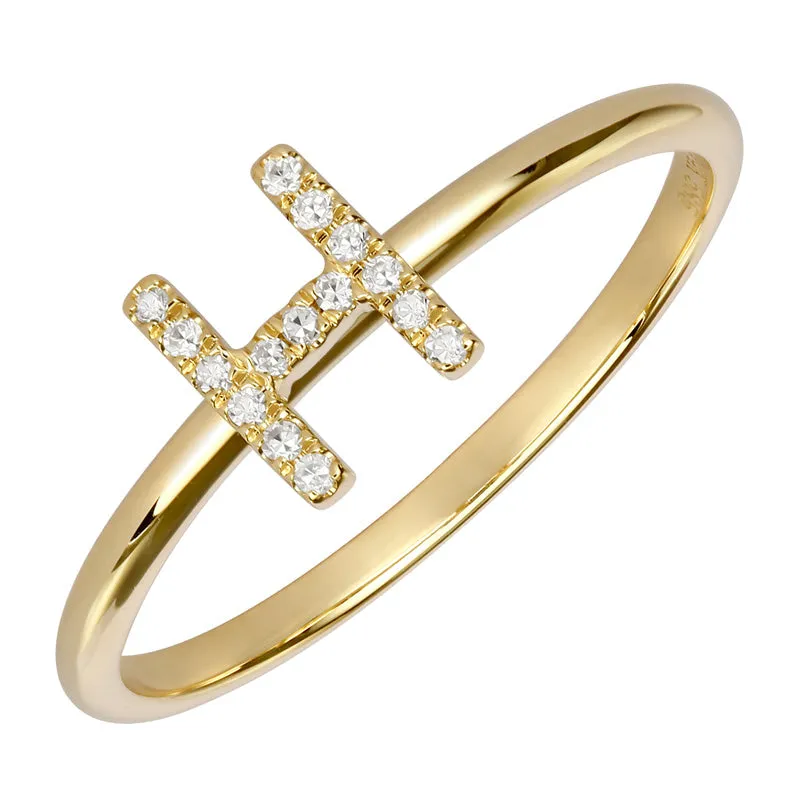 Diamond Initial Thin Band Ring