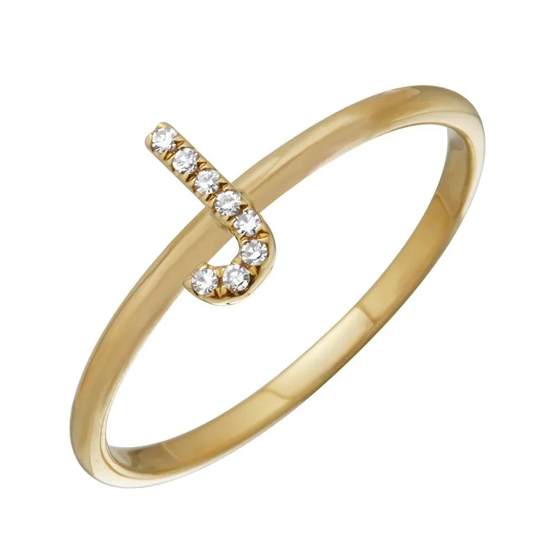 Diamond Initial Thin Band Ring