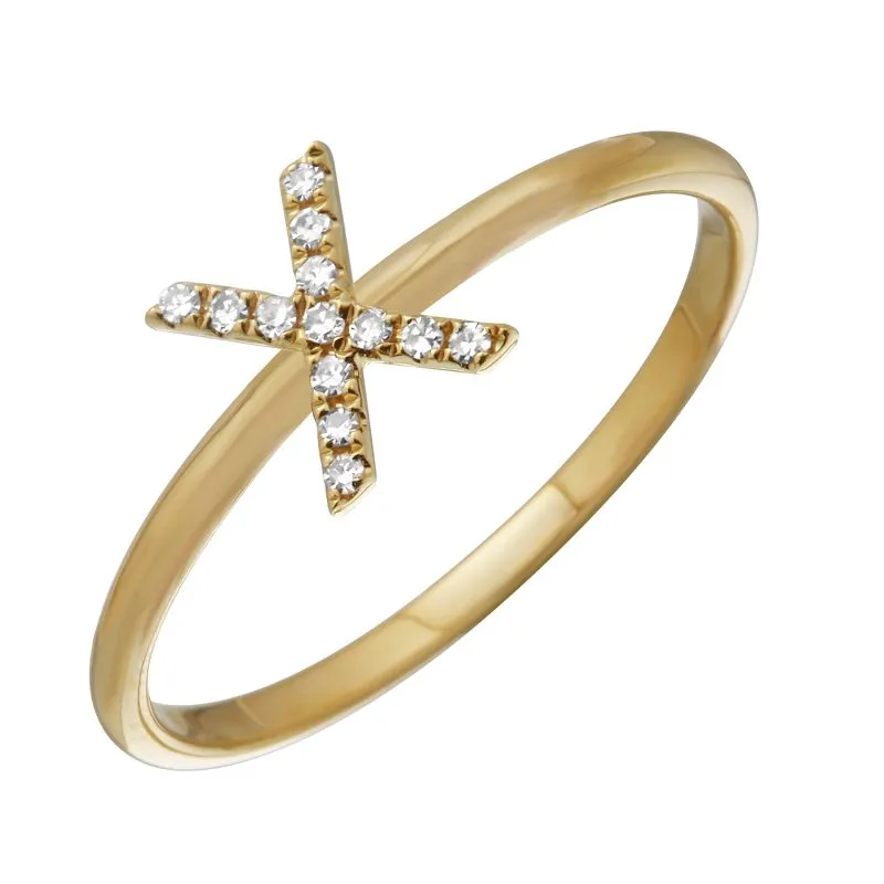 Diamond Initial Thin Band Ring