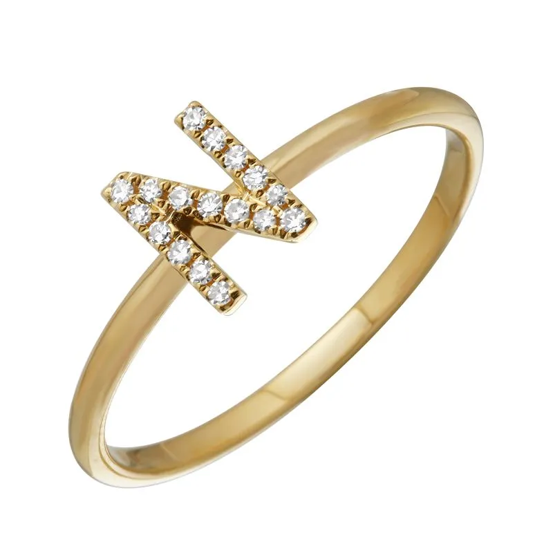 Diamond Initial Thin Band Ring