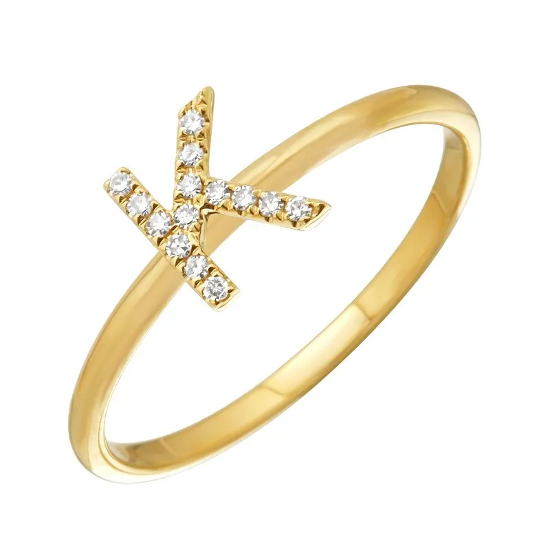 Diamond Initial Thin Band Ring