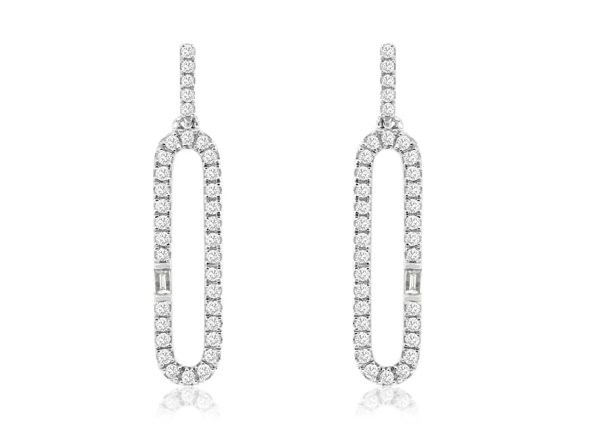 Diamond Paperclip Drop Earrings