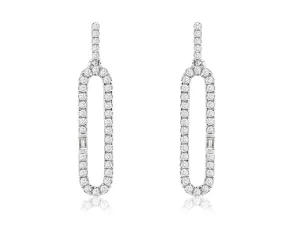 Diamond Paperclip Drop Earrings