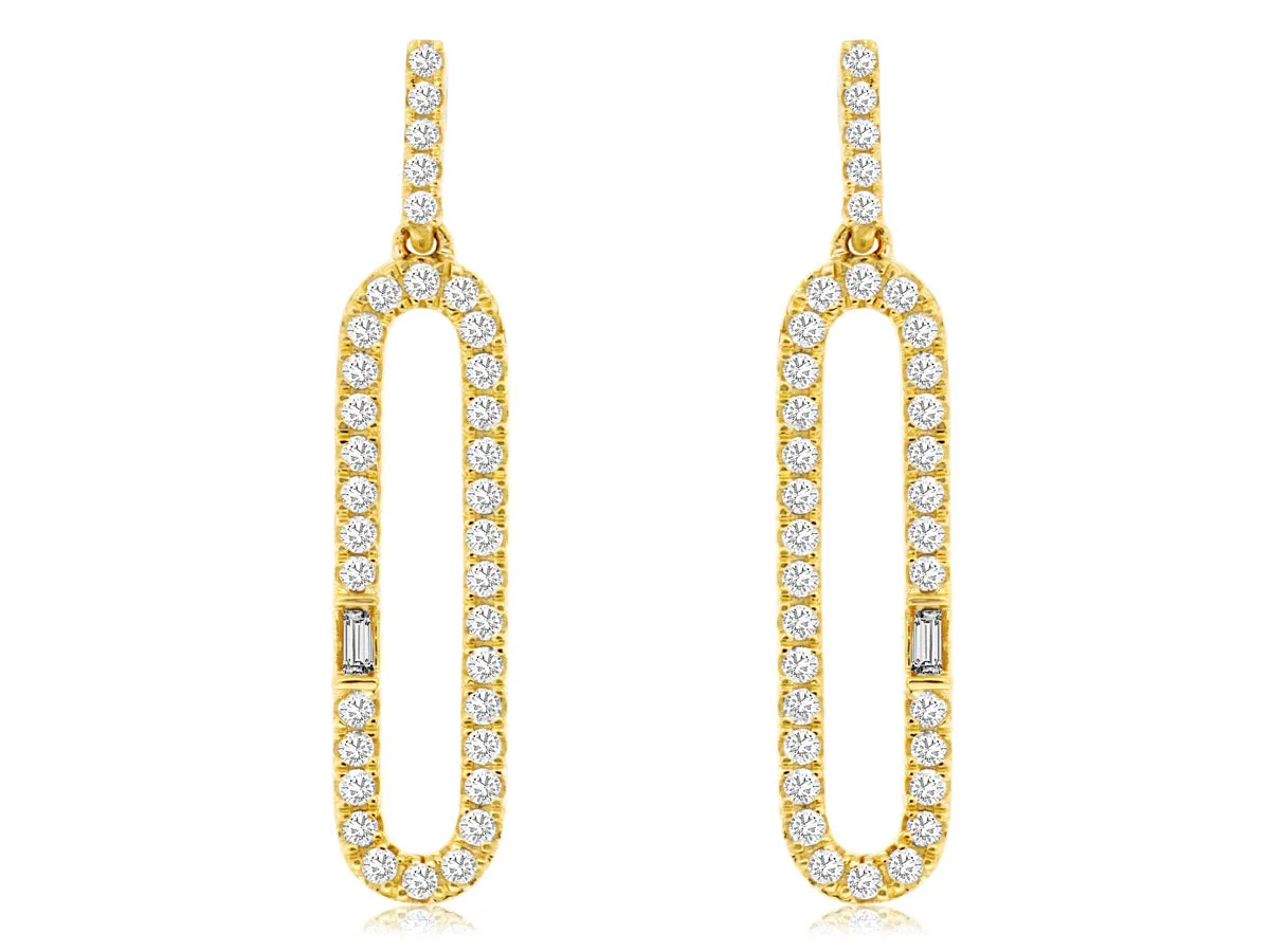 Diamond Paperclip Drop Earrings