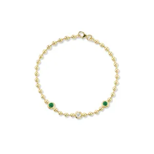 Double Bubble Bezel Diamond & Emerald Bracelet