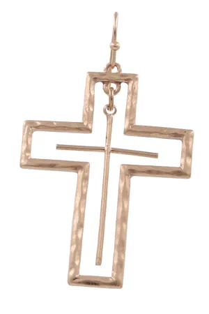 Double Cross Dangle Earrings