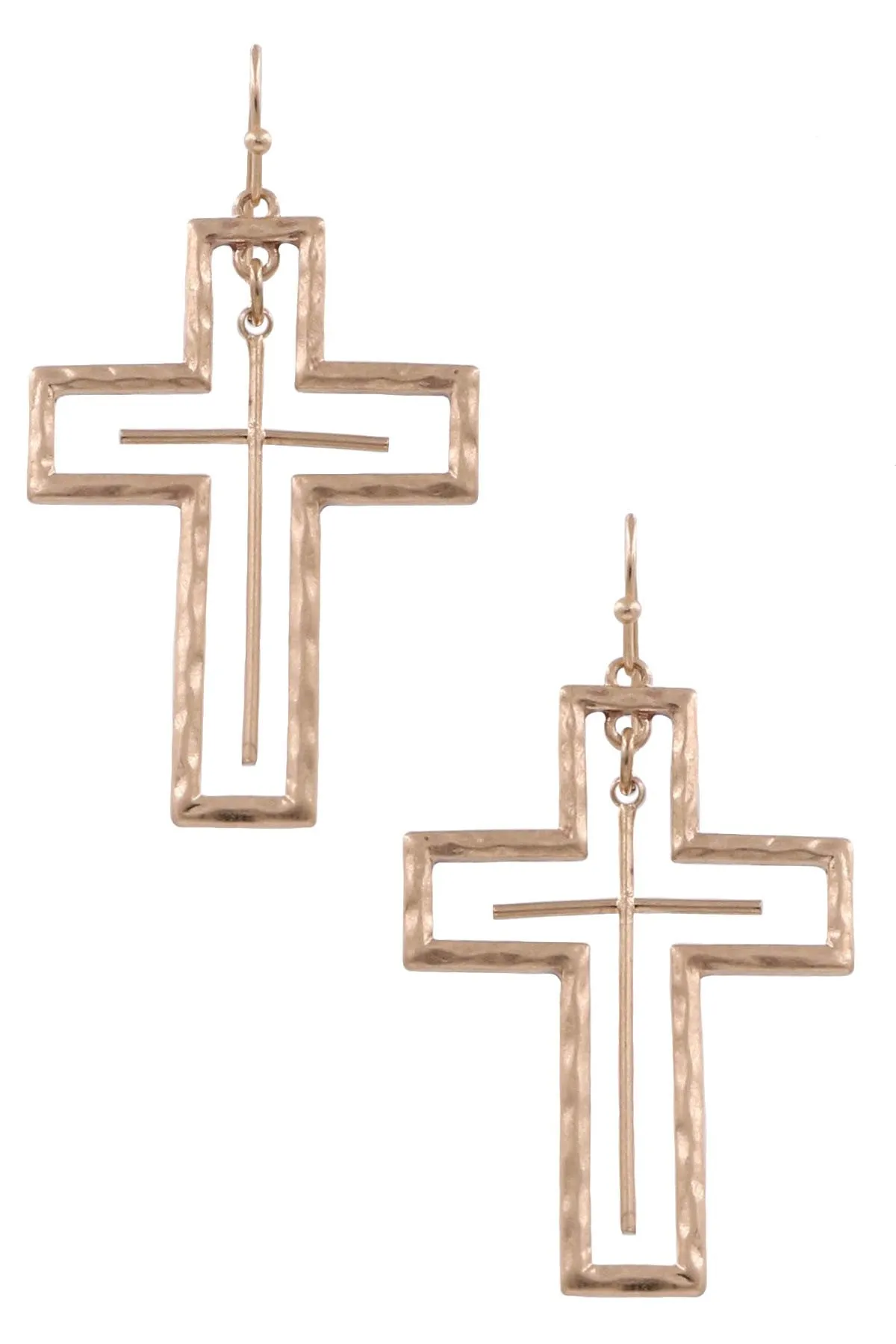 Double Cross Dangle Earrings