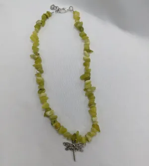 Dragonfly with Green Chips Necklace