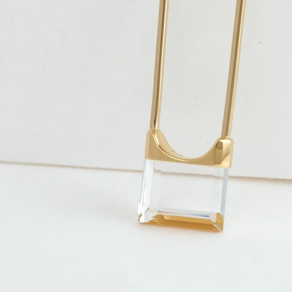 Drop mini square quartz earring