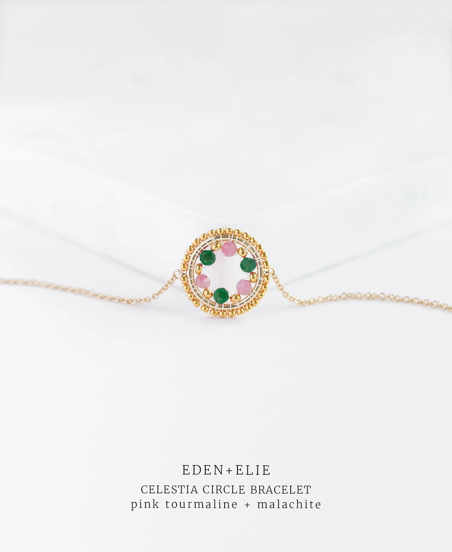 EDEN   ELIE Celestia Circle Bracelet - Pink Tourmaline   Malachite