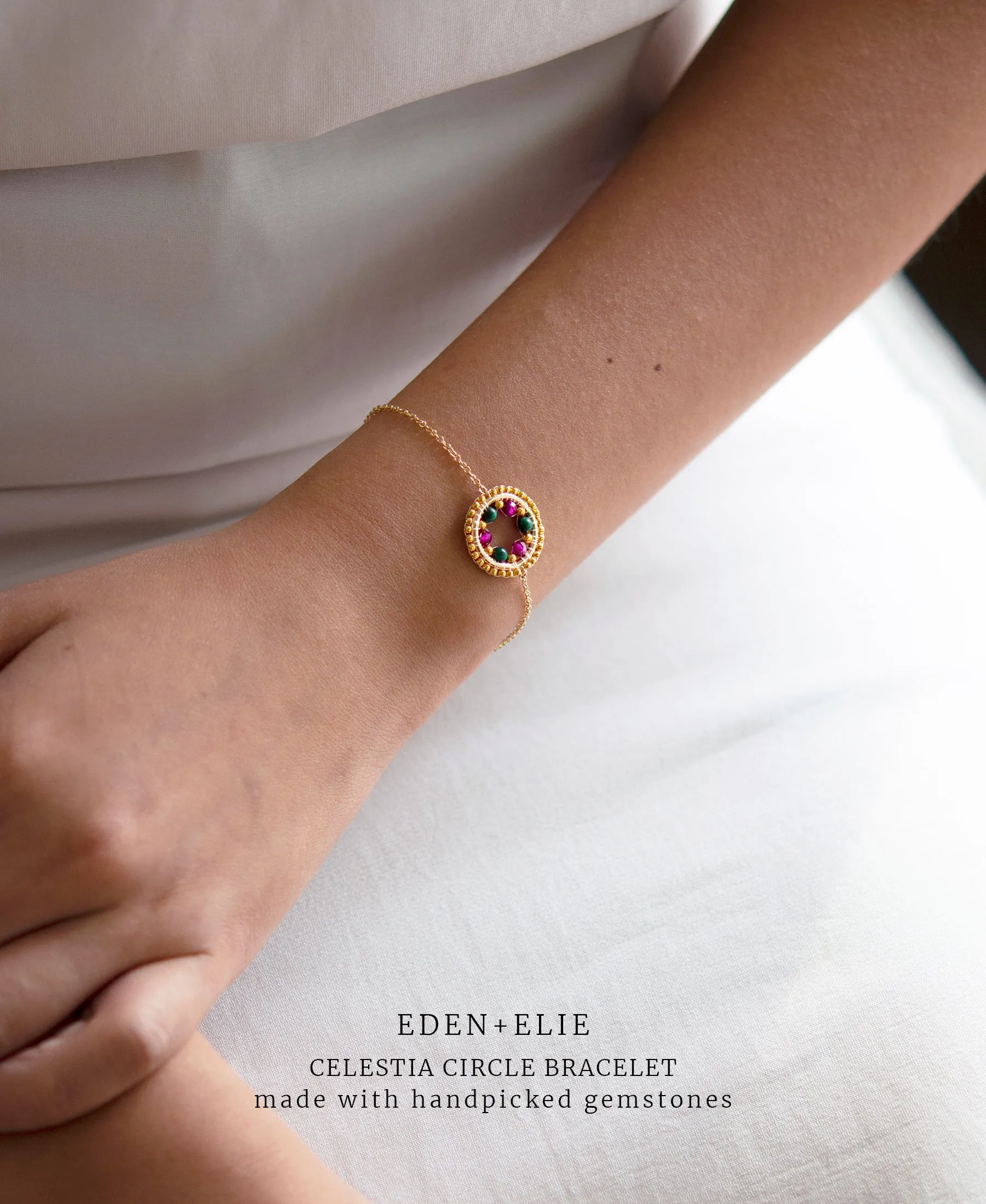 EDEN   ELIE Celestia Circle Bracelet - Pink Tourmaline   Malachite