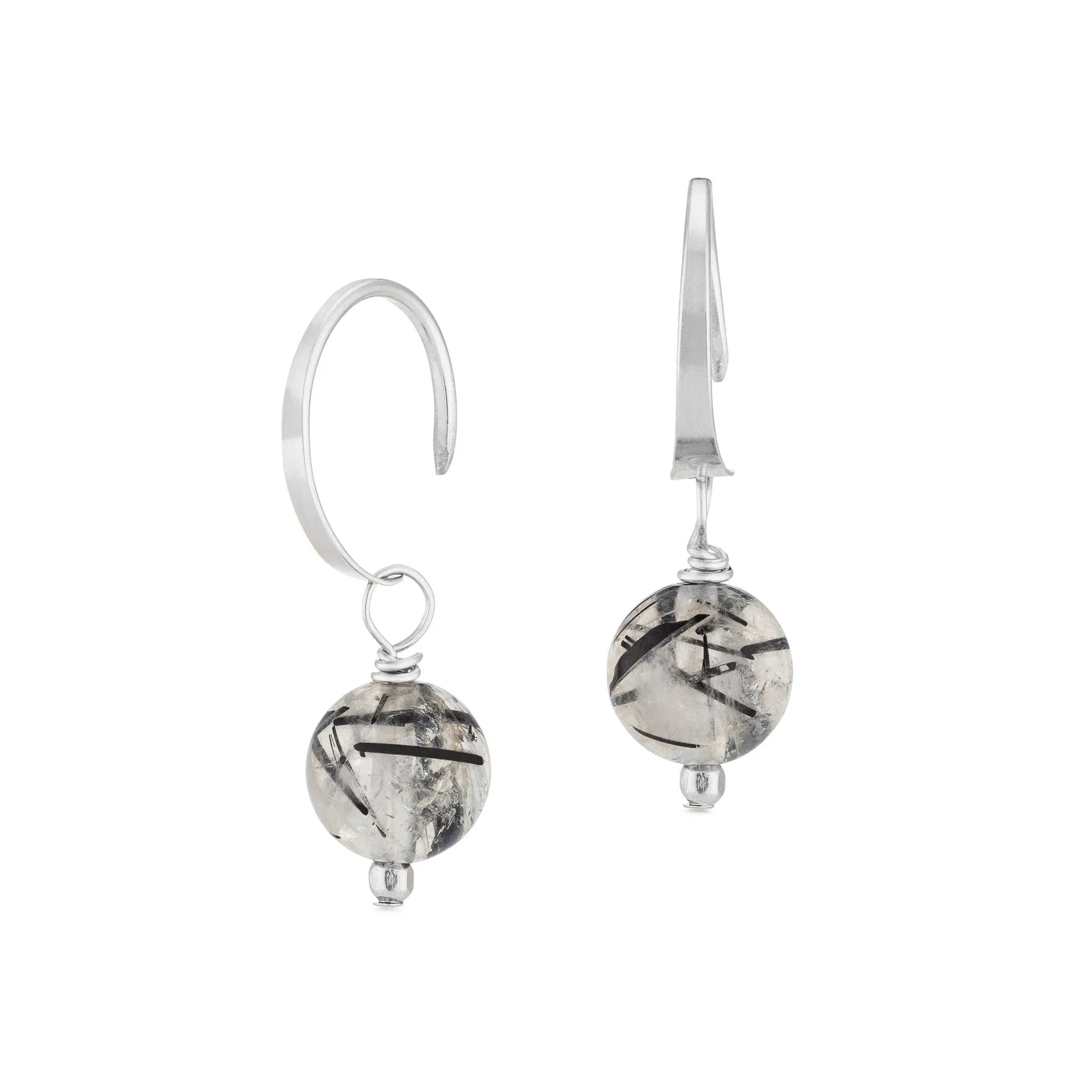 ella huggie hoops with tourmilated quartz