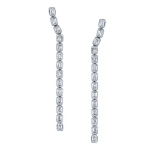 Emerald Cut Bezel Drop Earring