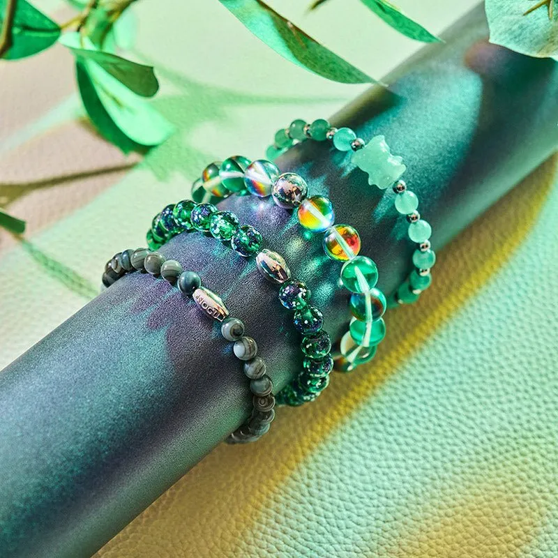 Emerald Moon | .925 Sterling Silver | Galaxy Glass Statement Bracelet