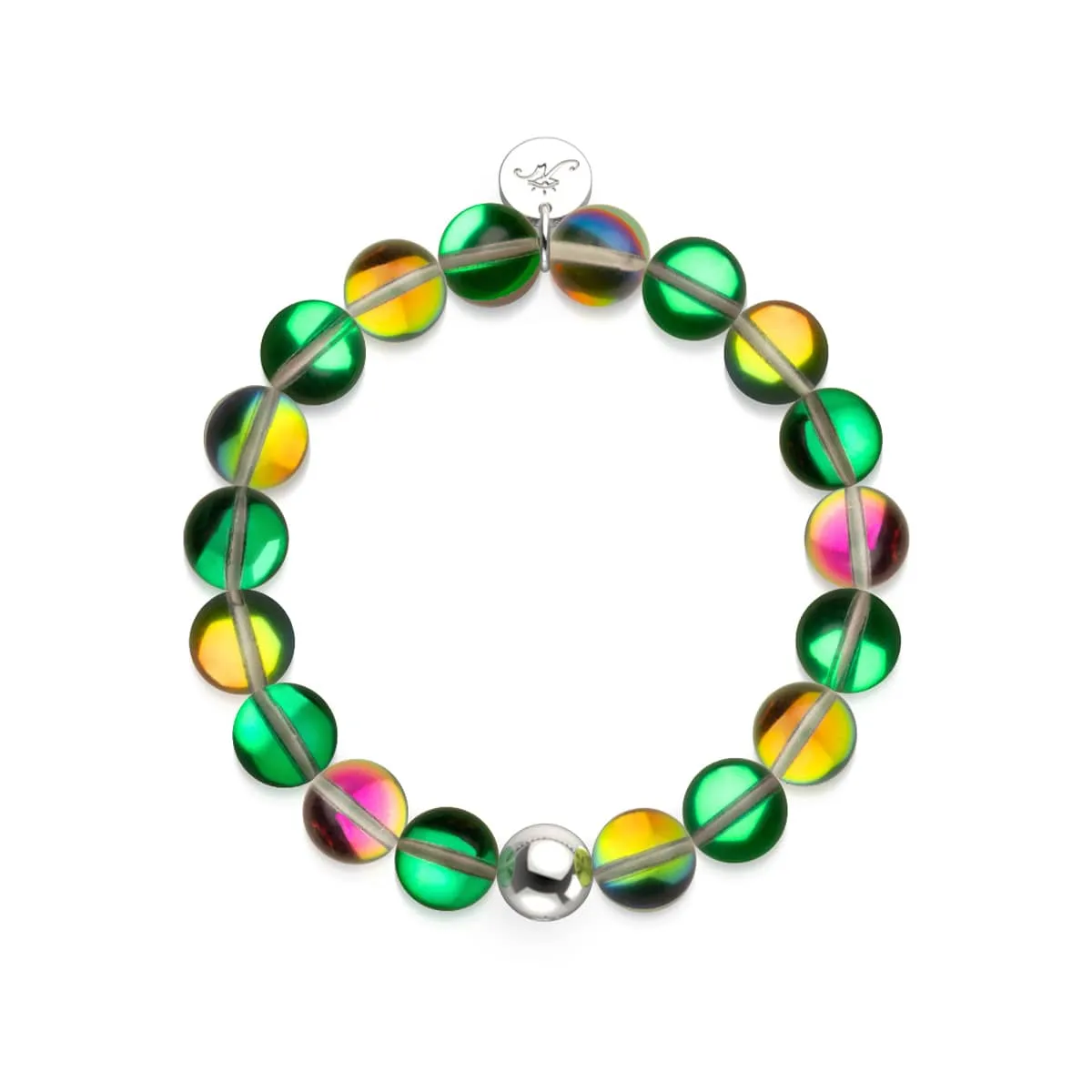 Emerald Moon | .925 Sterling Silver | Galaxy Glass Statement Bracelet