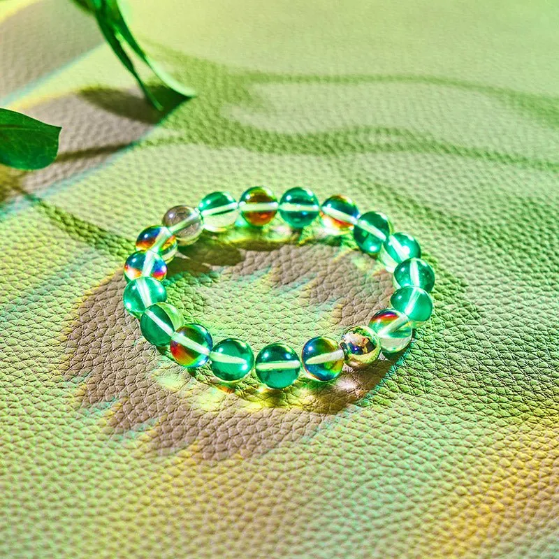 Emerald Moon | .925 Sterling Silver | Galaxy Glass Statement Bracelet