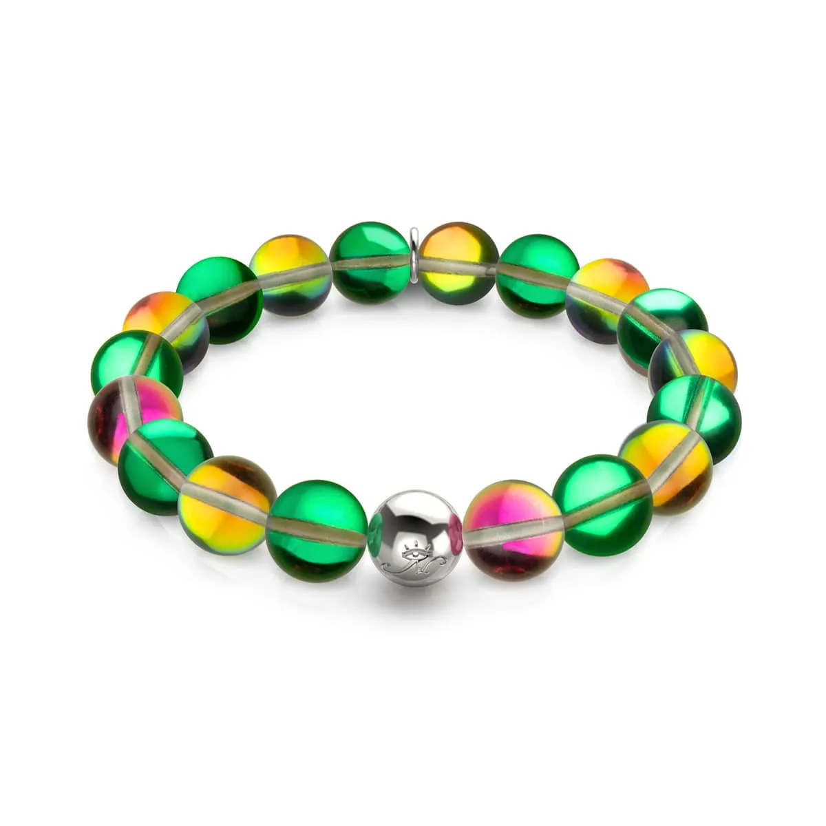 Emerald Moon | .925 Sterling Silver | Galaxy Glass Statement Bracelet