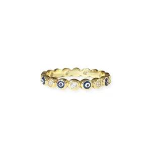 Evil Eye Sparkle Blue Eternity Ring