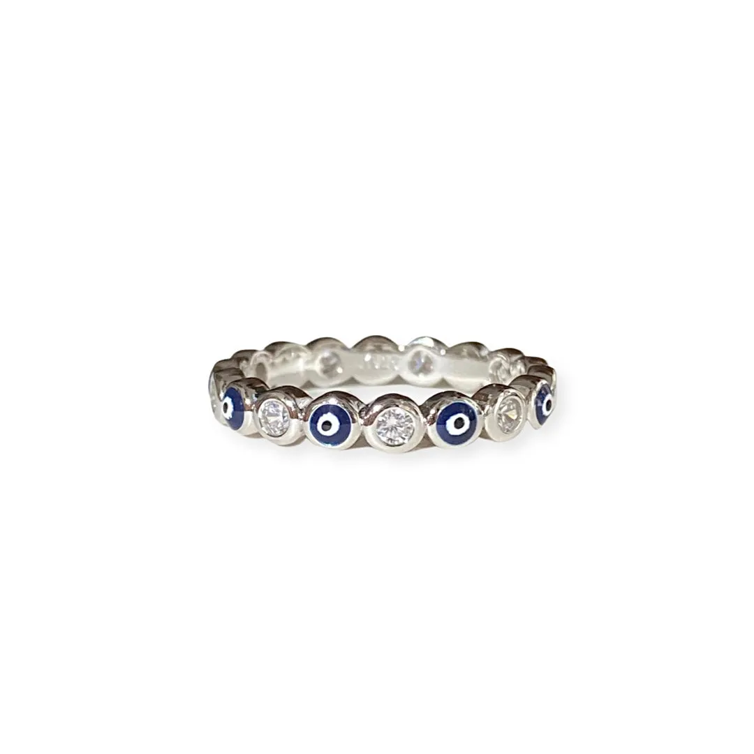 Evil Eye Sparkle Blue Eternity Ring