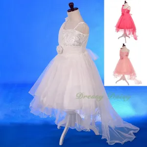 FG333 Sequined Tulle Train Flower Girl Dresses For Wedding Pageant Party Size 2-8