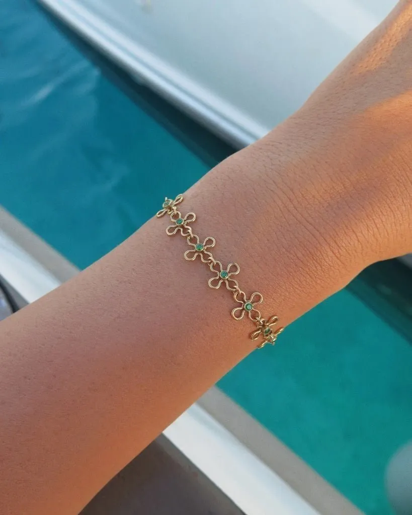 Flower CZ Bracelet  - 14k Yellow Gold Fill