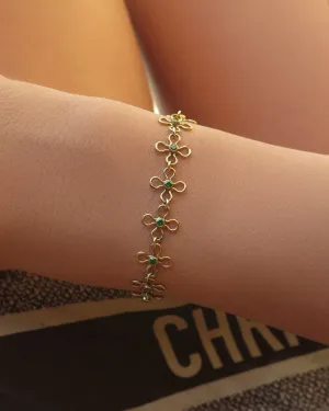 Flower CZ Bracelet  - 14k Yellow Gold Fill