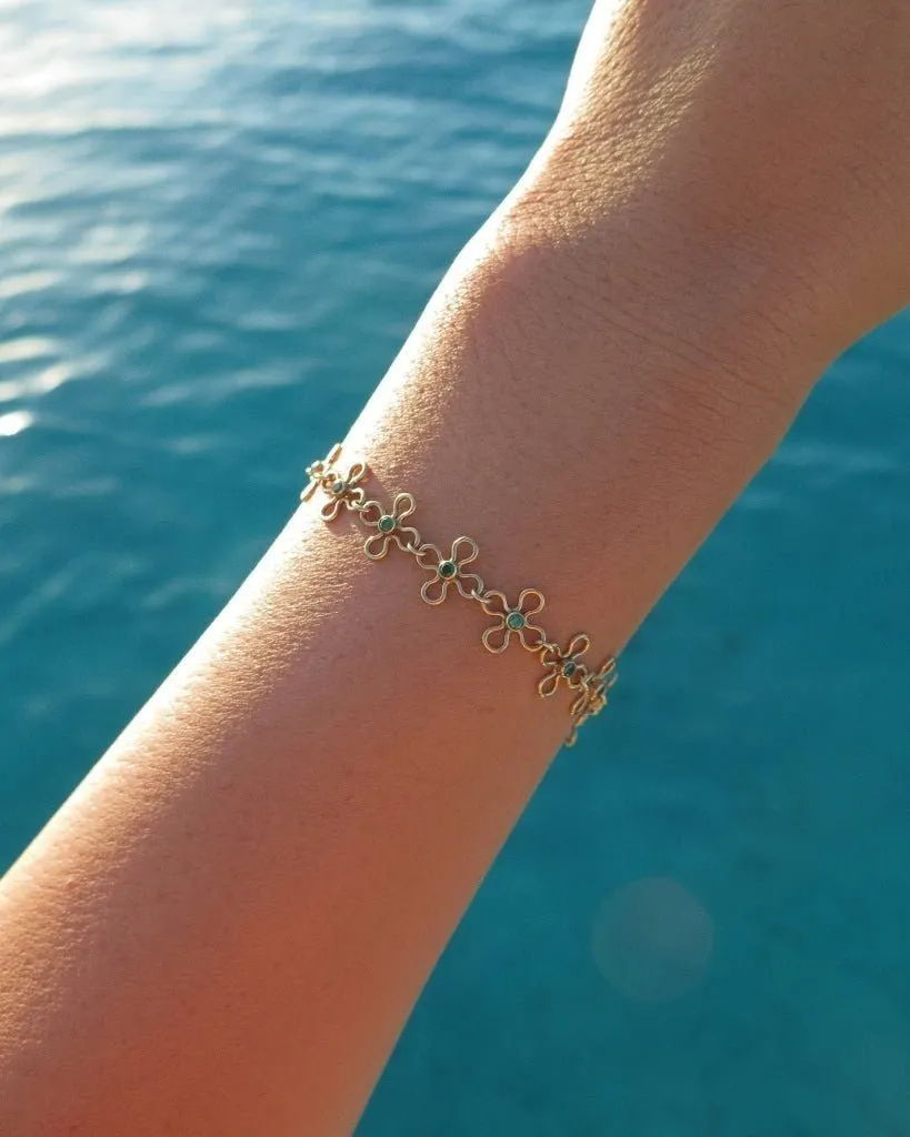 Flower CZ Bracelet  - 14k Yellow Gold Fill