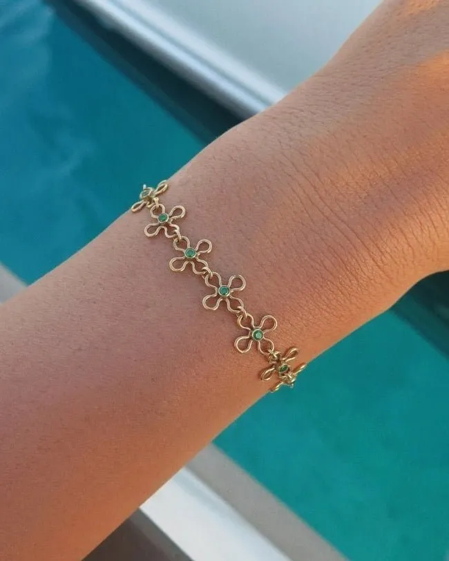 Flower CZ Bracelet  - 14k Yellow Gold Fill