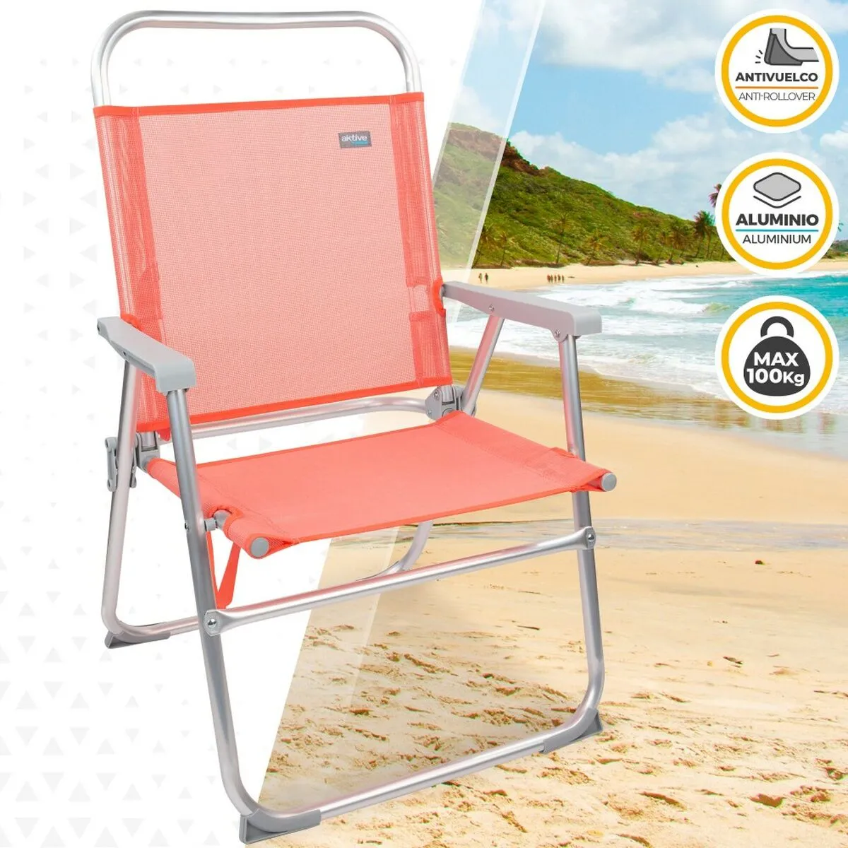 Folding Chair Aktive Flamingo Coral 48 x 88 x 50 cm (4 Units)